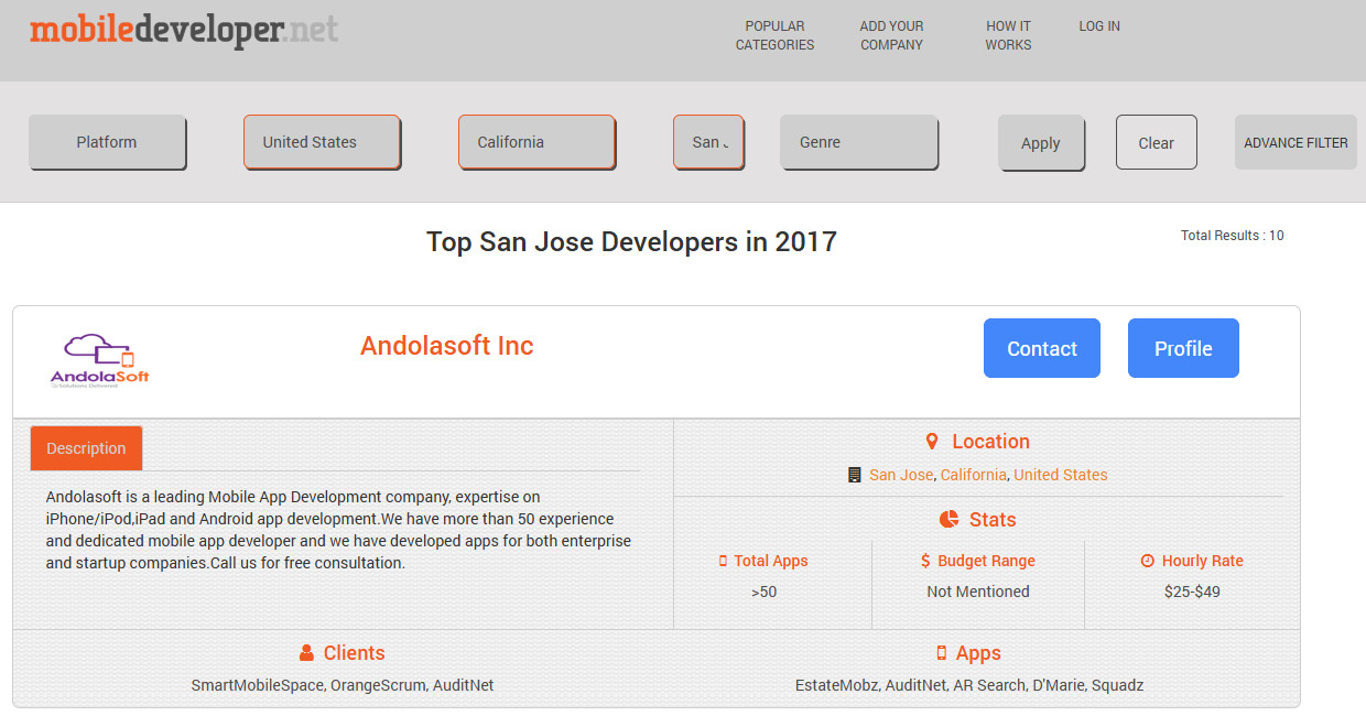 Top Mobile Developer 2017